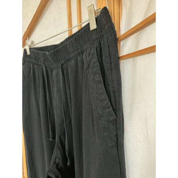 A New Day Wide Leg Pants Womens Linen & Rayon Blend Elastic Waist Relaxed - Picture 3 of 8